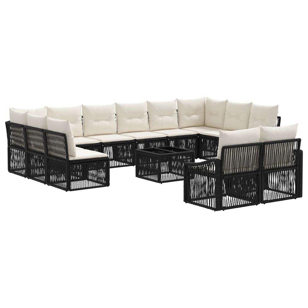Ensemble de canapé de jardin 13 pc noir polyrotin