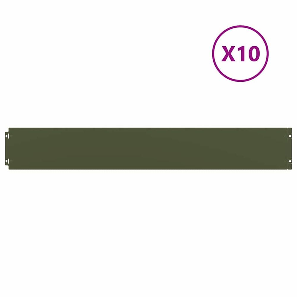 Bordure de pelouse 10 pc 15 x 103 cm acier vert olive