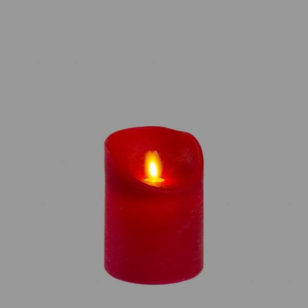 Bougie led vraie cire rouge à piles flamme vacillante h10cm timer blanc chaud lotti