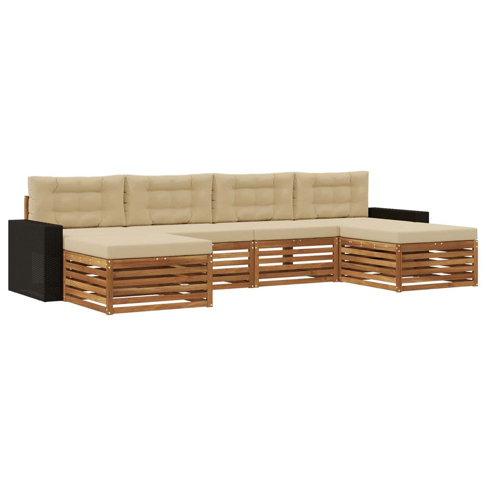 Ensemble de canapés d'extérieur 6 pc bois d'acacia massif