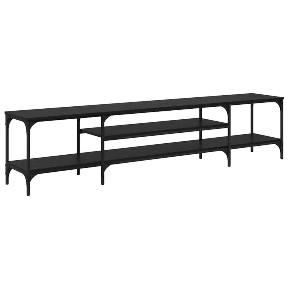 Meuble tv chêne noir 201 x 35 x 45 cm bois d'ingénierie et fer