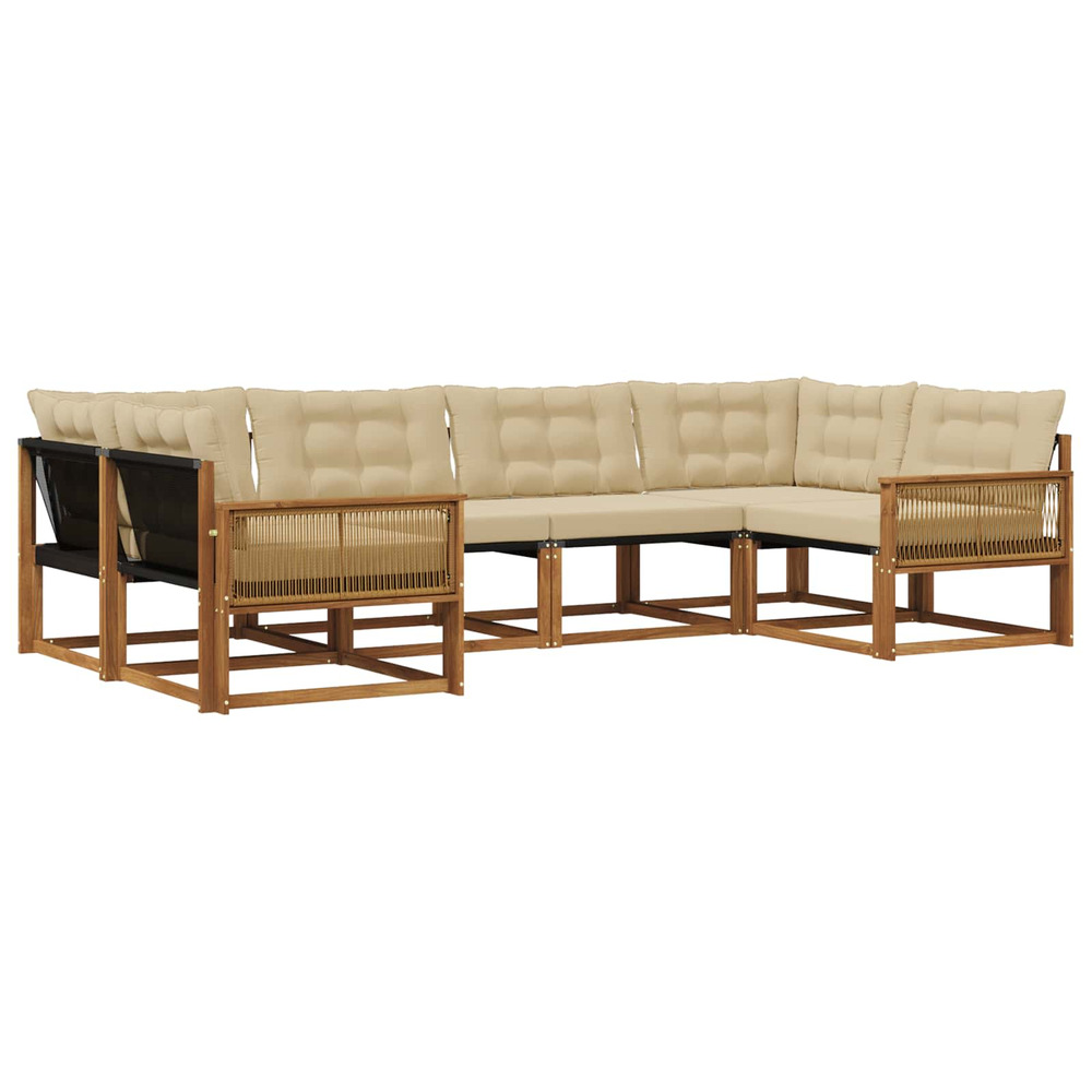 Ensemble de canapés d'extérieur 6 pcs naturel et beige