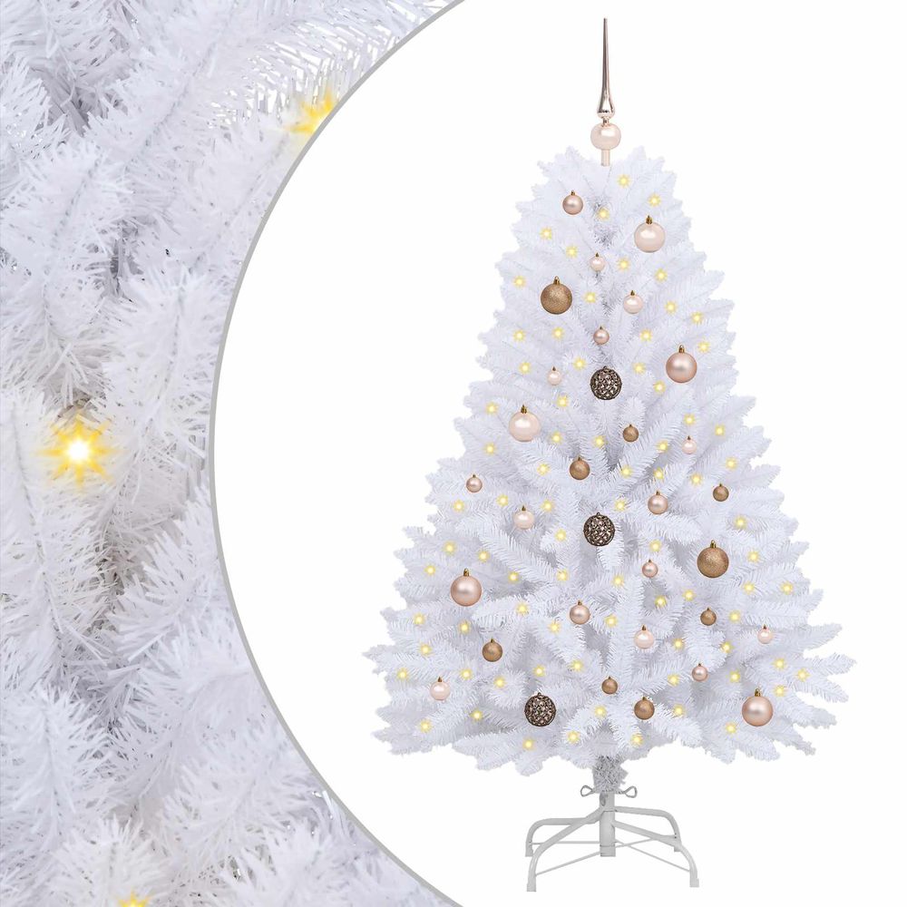 Sapin de noël artificiel 150 cm pvc et acier blanc