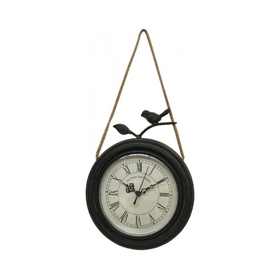 Horloge murale décorative vintage oiseau métal noir blanc ø20.5cm