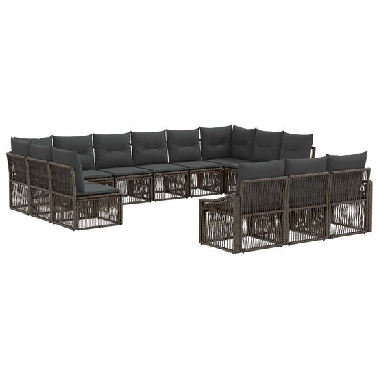 Ensemble de canapé de jardin 13 pc gris polyrotin