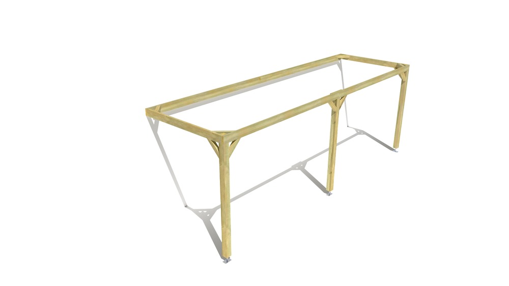 Pergola bois • 7m x 2m • adossée • cadre simple • livraison comprise