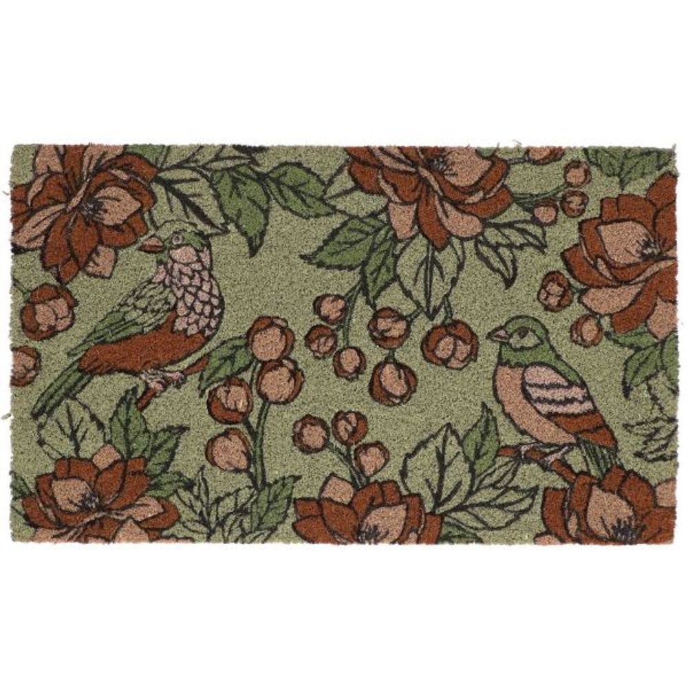 Paillasson en fibres de coco flowers and bird vert