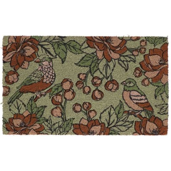 Paillasson en fibres de coco flowers and bird vert