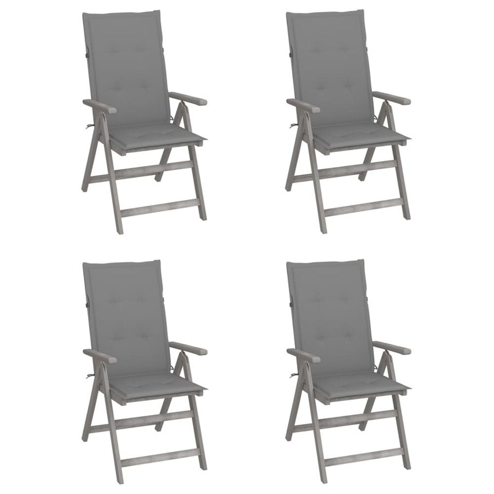 Chaises inclinables de jardin lot de 4 et coussins bois acacia