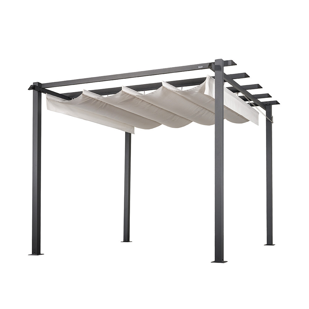 Home deluxe pavillon avec toit en toile santora - crème, acier/polyester (300 x 300 x 210 cm) | structure robuste en acier