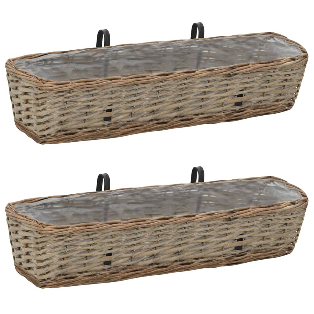 Jardinière d'extérieurs de balcon 2 pcs osier avec revêtement en pe 80 cm
