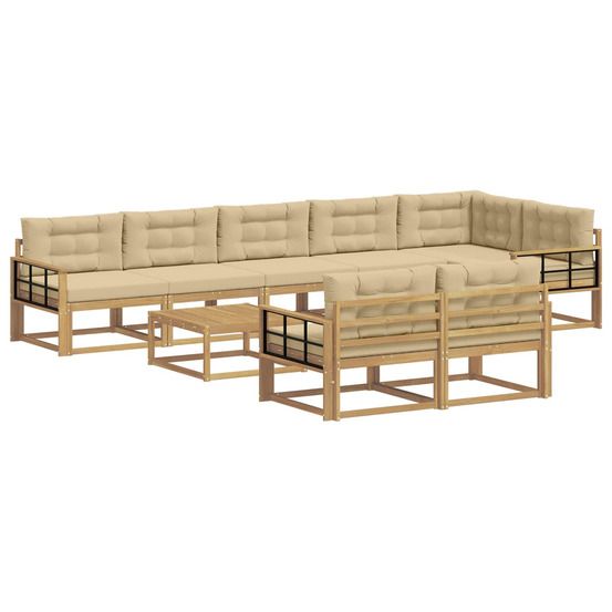 Ensemble de canapés d'extérieur 9 pc blanc et beige polyester
