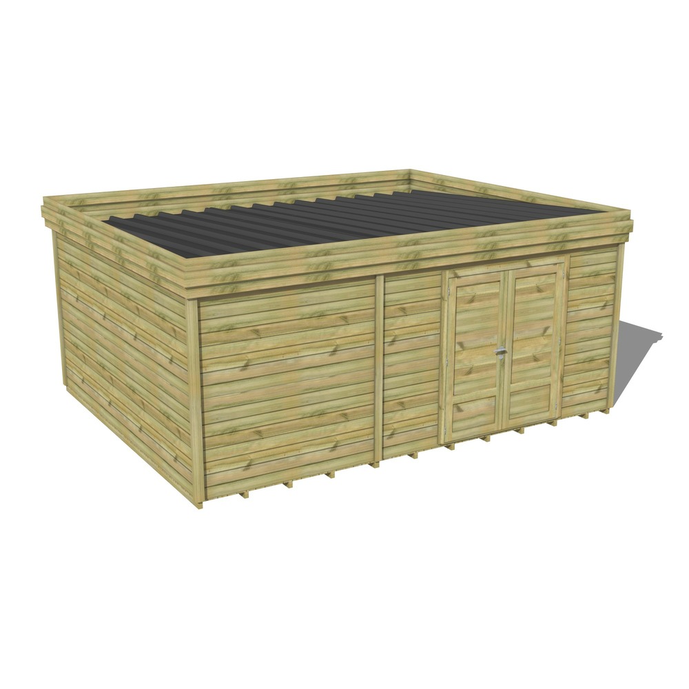 Abri de jardin bois pin traité autoclave 27mm - 5,99x4,34m / 26m2 - bac acier - plancher bois