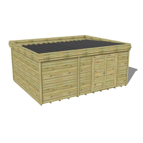 Abri de jardin bois pin traité autoclave 27mm - 5,99x4,34m / 26m2 - bac acier - plancher bois