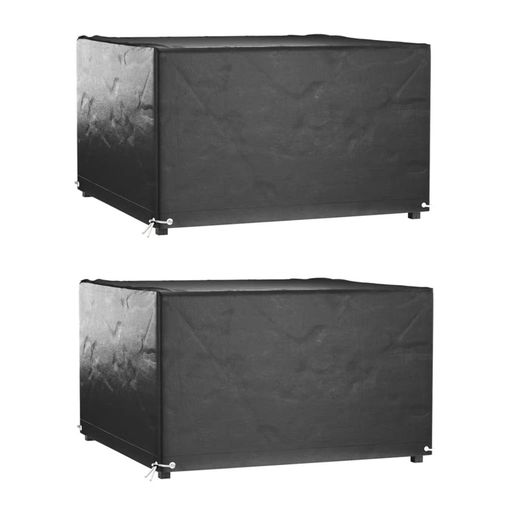 Housses de salon de jardin 2 pcs 8 œillets 132x132x80 cm carré
