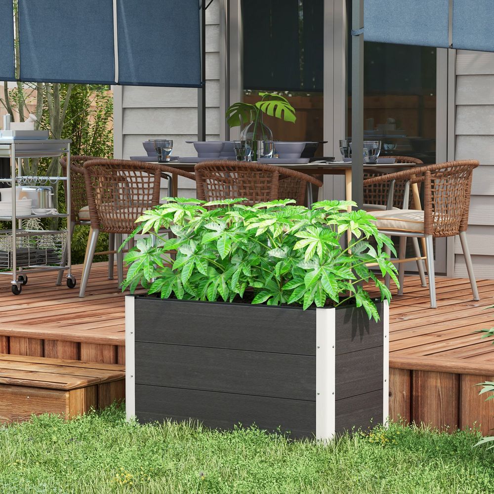 Carré potager surélevé wpc aluminium jardinière jardin terrasse gris 100x50x55cm