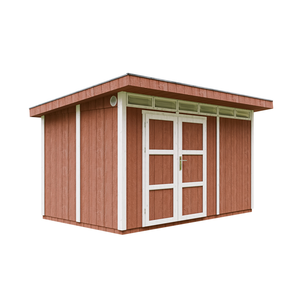 Abri de jardin à base de bois en panneaux lp smartside 9m²-avec sol l412xl279xh237cm-timbela m904a- couleur de peinture redwood red