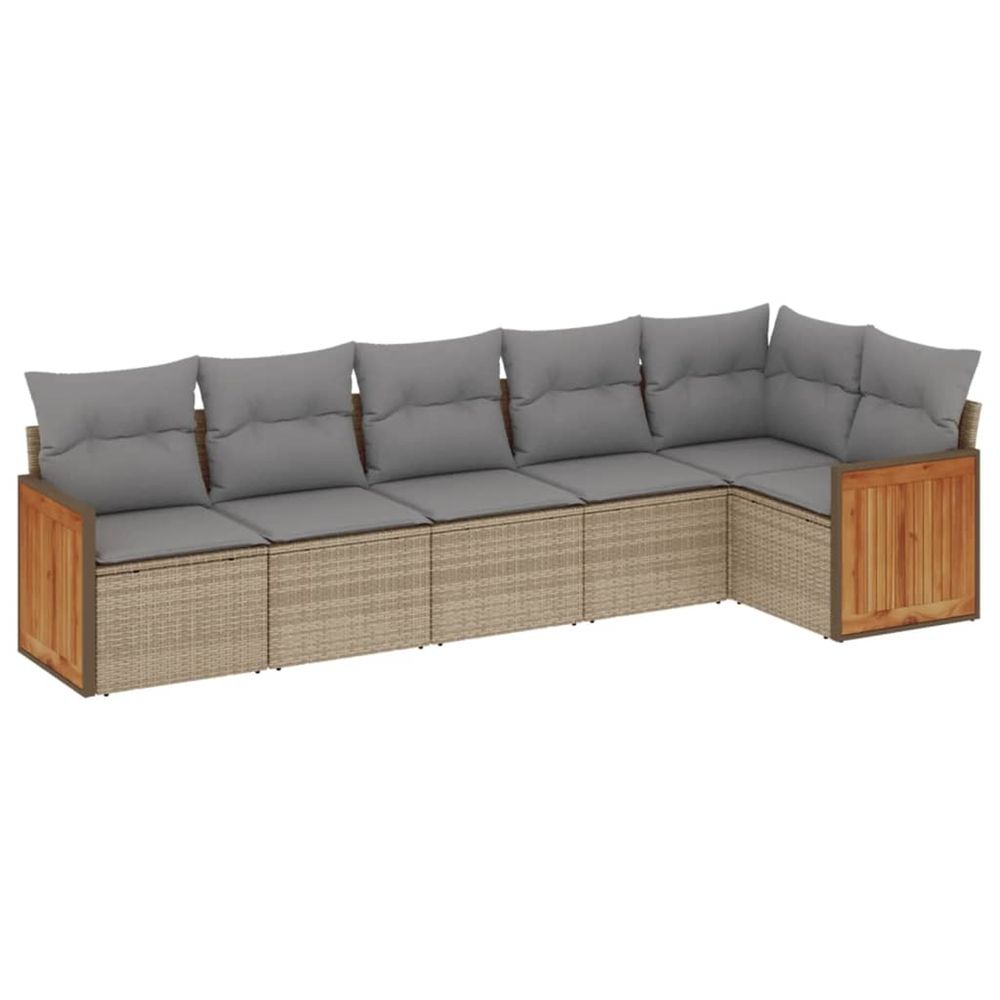 Salon de jardin avec coussins 6 pcs beige résine tressée