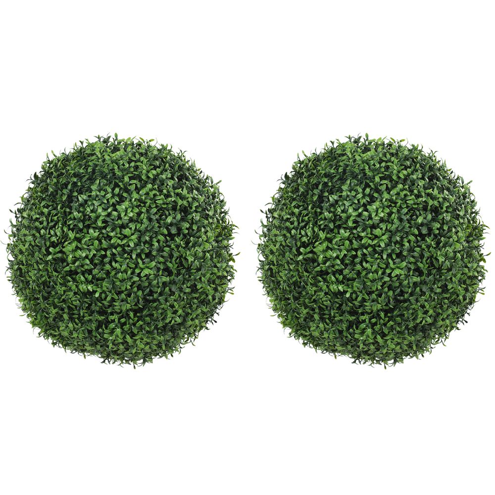 Lot 2 boules topiaires artificiels pe décoration entrée anti-uv 42cm vert
