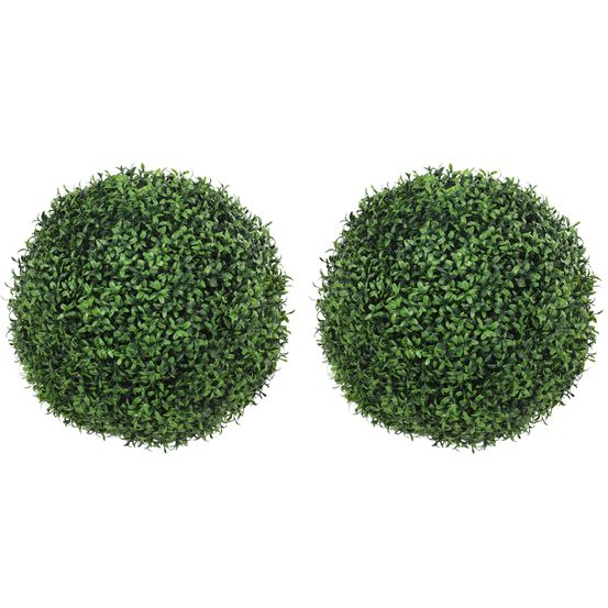 Lot 2 boules topiaires artificiels pe décoration entrée anti-uv 42cm vert