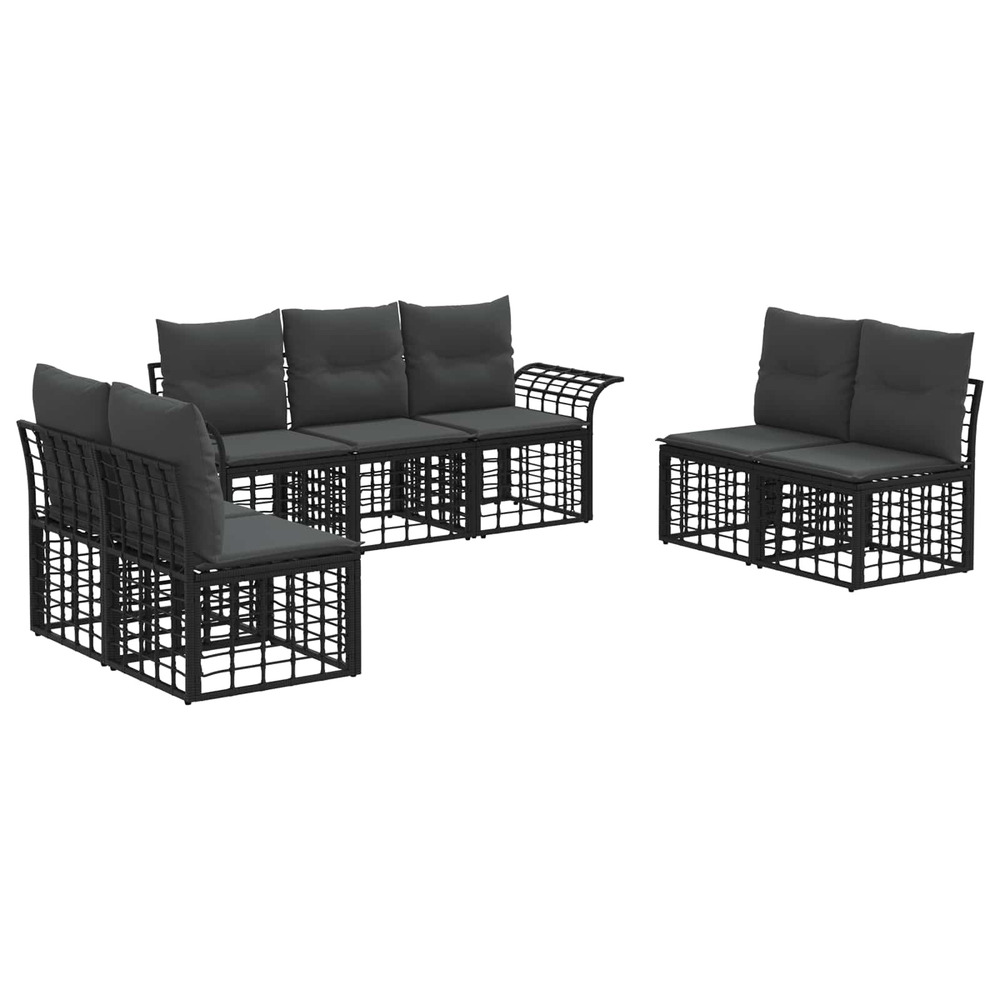 Ensemble de canapés d'extérieur 7 pcs noir et gris foncé