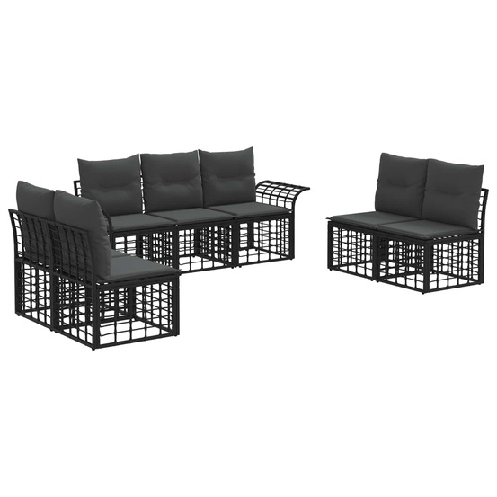 Ensemble de canapés d'extérieur 7 pcs noir et gris foncé