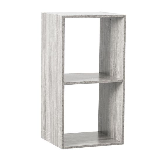 Meuble étagère 2 cases de rangement effet chêne gris h 67.5 cm - à poser ou mural