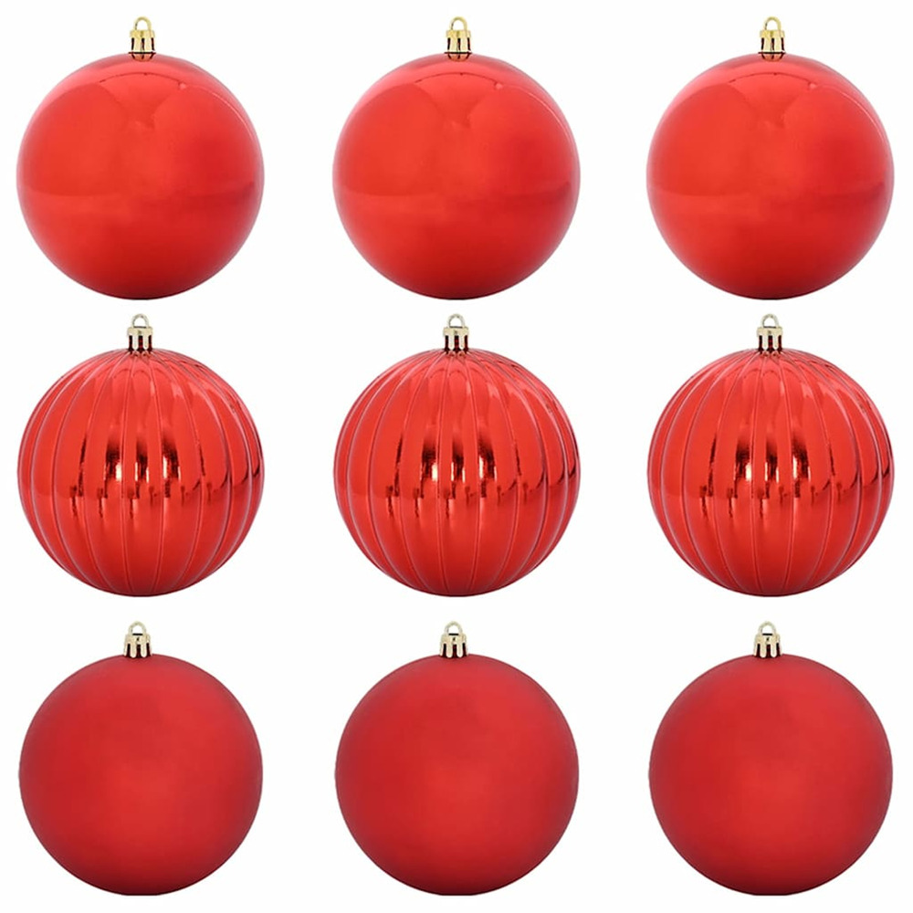 Ensemble de boules de noël 9 pcs rouge plastique