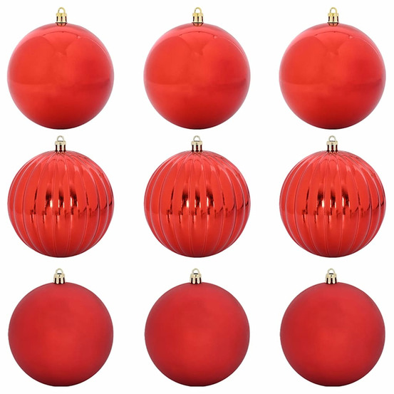 Ensemble de boules de noël 9 pcs rouge plastique