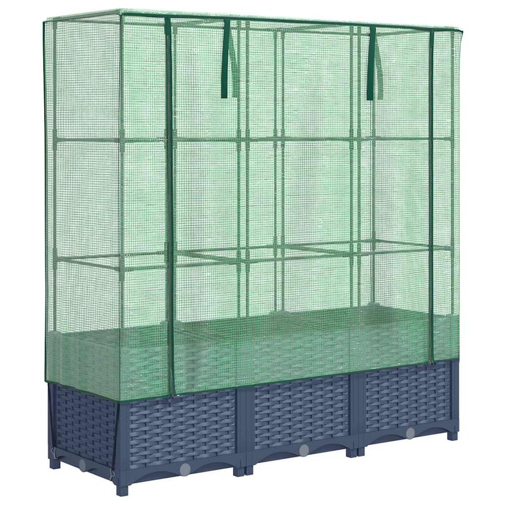 Jardinière surélevée avec housse aspect rotin 120x40x138 cm