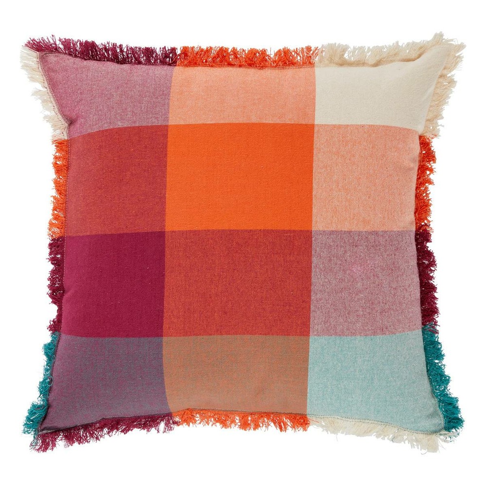 Coussin madras à franges 