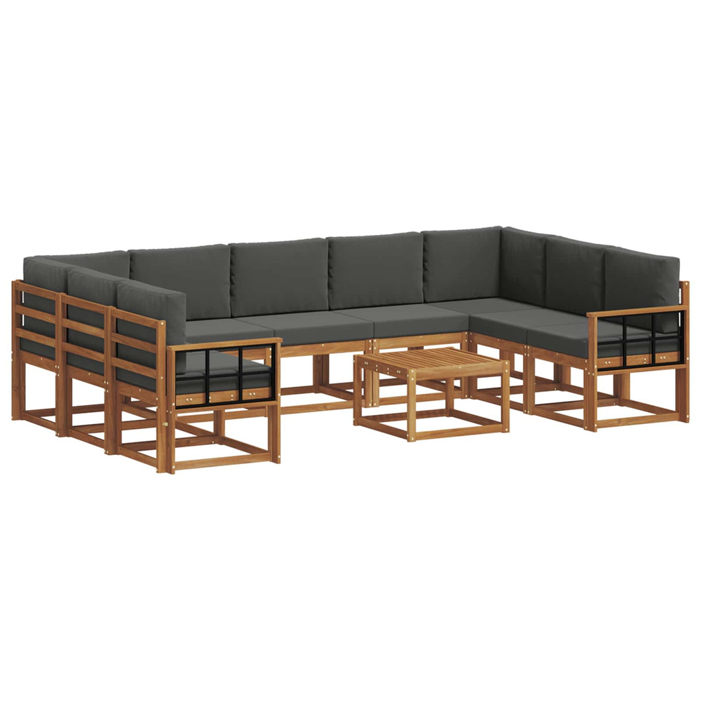 Ensemble de canapés d'extérieur 10 pcs naturel et anthracite
