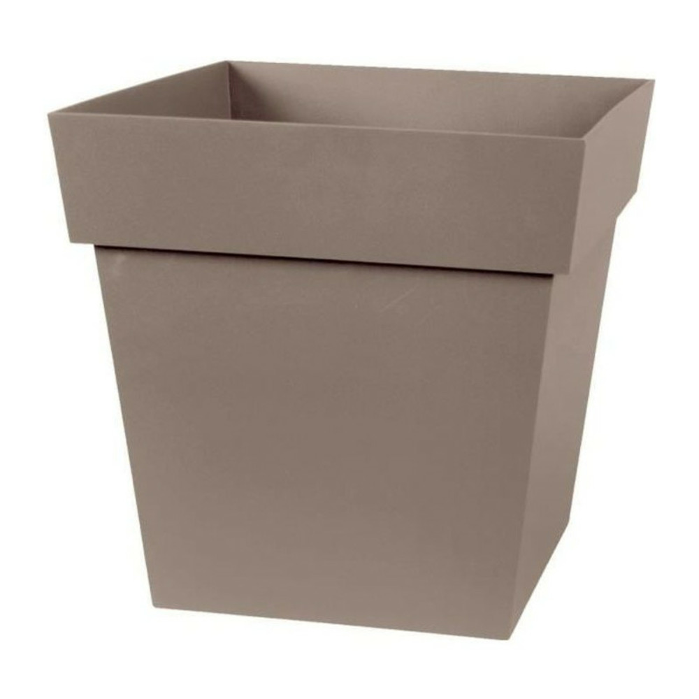 Eda pot de fleur carré toscane - 32 x 32 x h 32 cm - 22 l - taupe