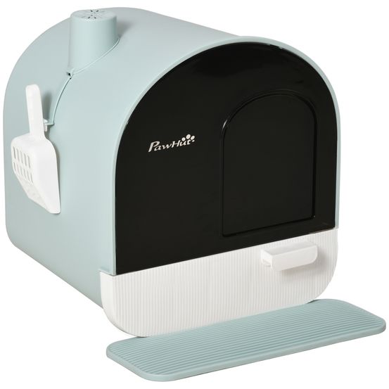 Bac à litière fermé plastique pp pour chat hygiène et propreté 43x44x47cm vert
