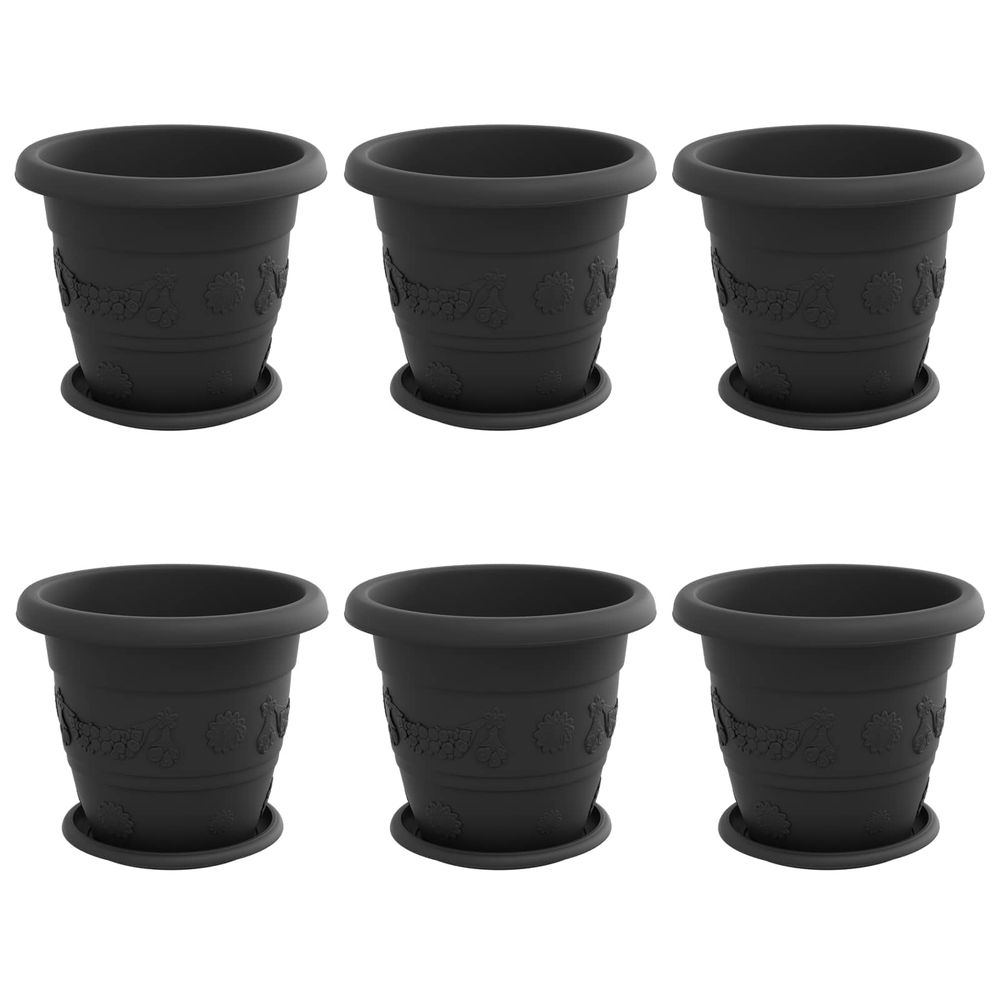 Pots de plantes 6 pc noir ø 26 x 21.5 cm plastique