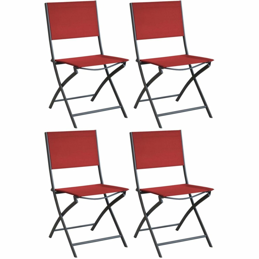 Chaise pliante en acier et toile dream (lot de 4) graphite, rouge