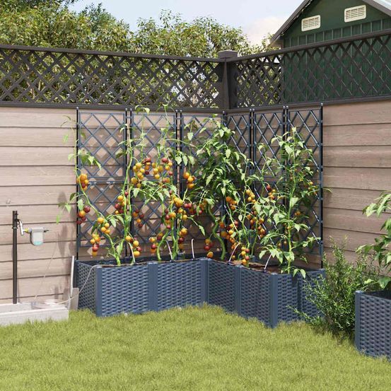 Jardinière haute en acier avec irrigation pour extérieur gris 120x40x142 cm