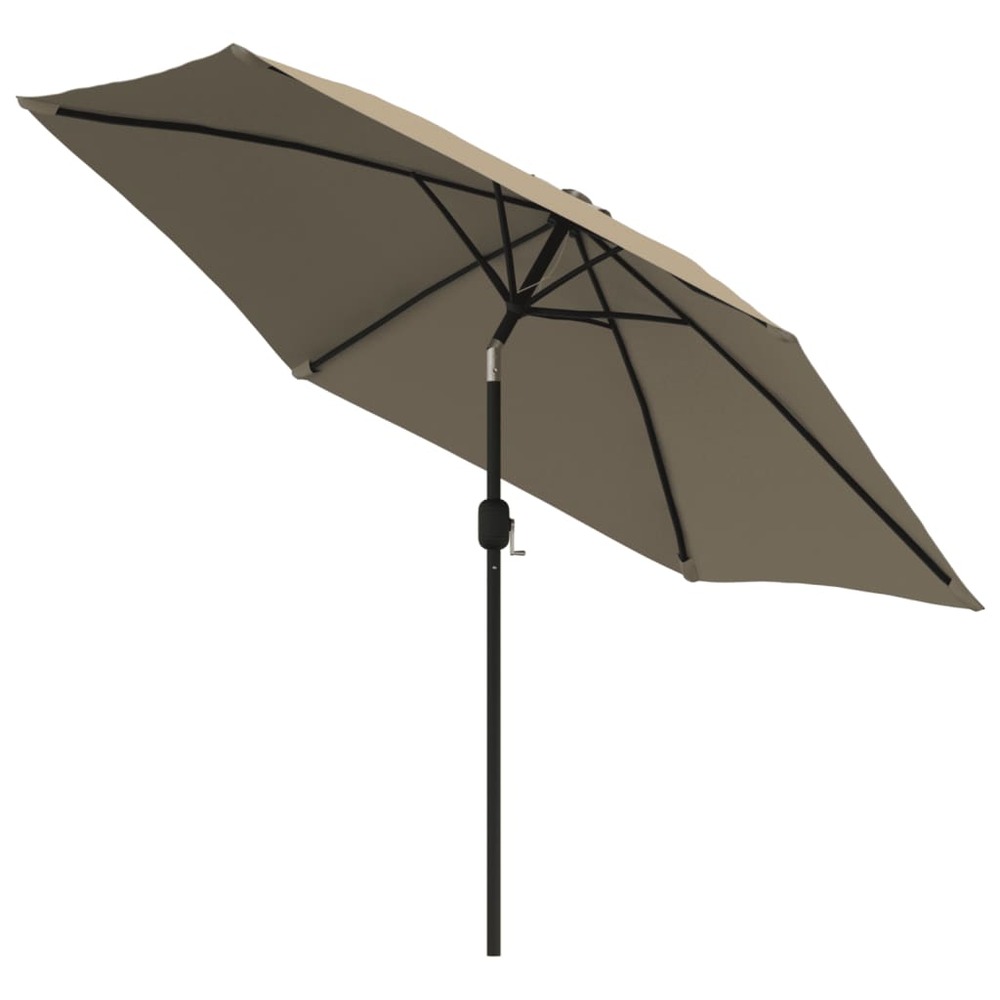 Parasol d'extérieur avec led et mât en acier 300 cm taupe