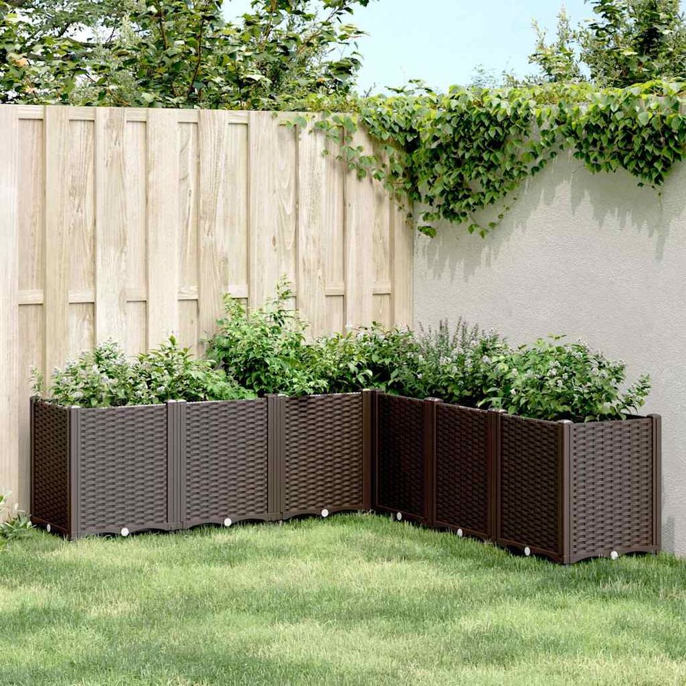 Jardinière carrée modulable aspect rotin 160x160 cm polypropylène marron