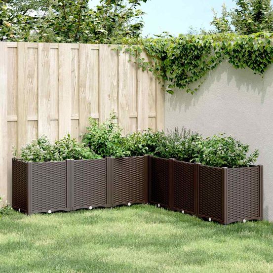 Jardinière carrée modulable aspect rotin 160x160 cm polypropylène marron