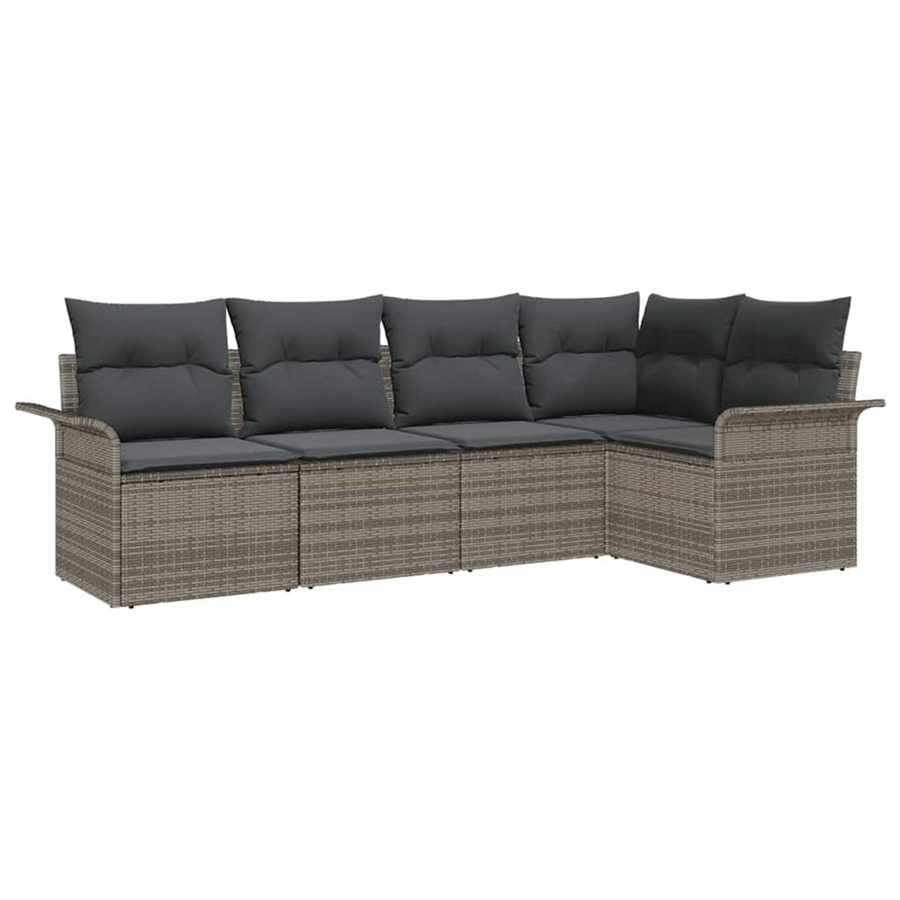 Ensemble de canapé de jardin 5 pc gris polyrotin