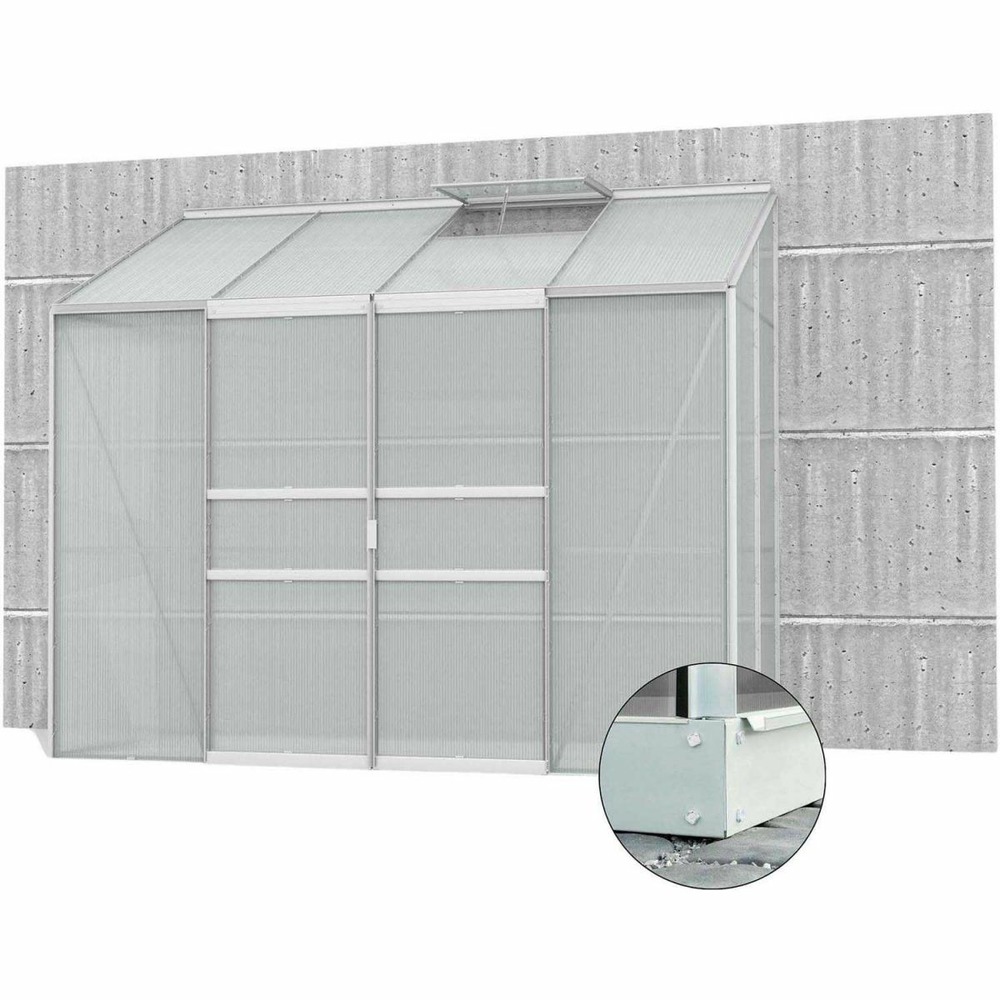 Serre de jardin en polycarbonate 6 mm et aluminium anodisé avec embase ida 201.4