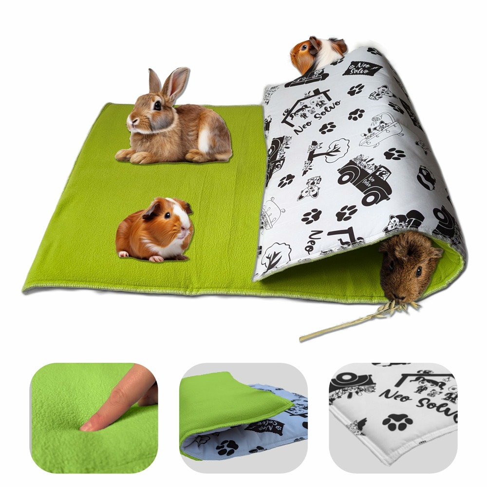 Tapis pour cochon d'inde et lapin en polaire - 105 x 70 cm - polaire absorbant, lavable en machine, economique et ecologique