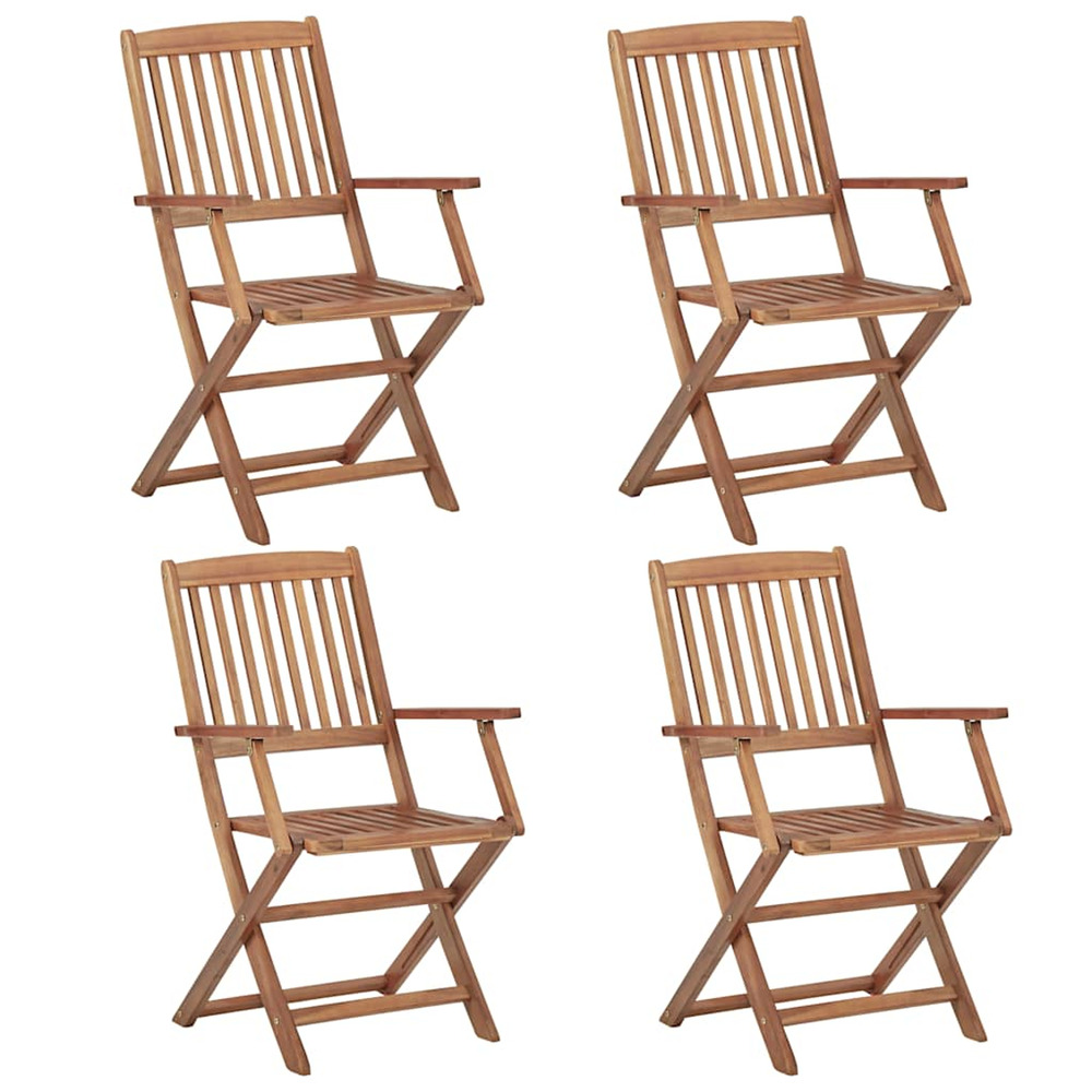 Chaises pliables d'extérieur lot de 4 bois d'acacia solide