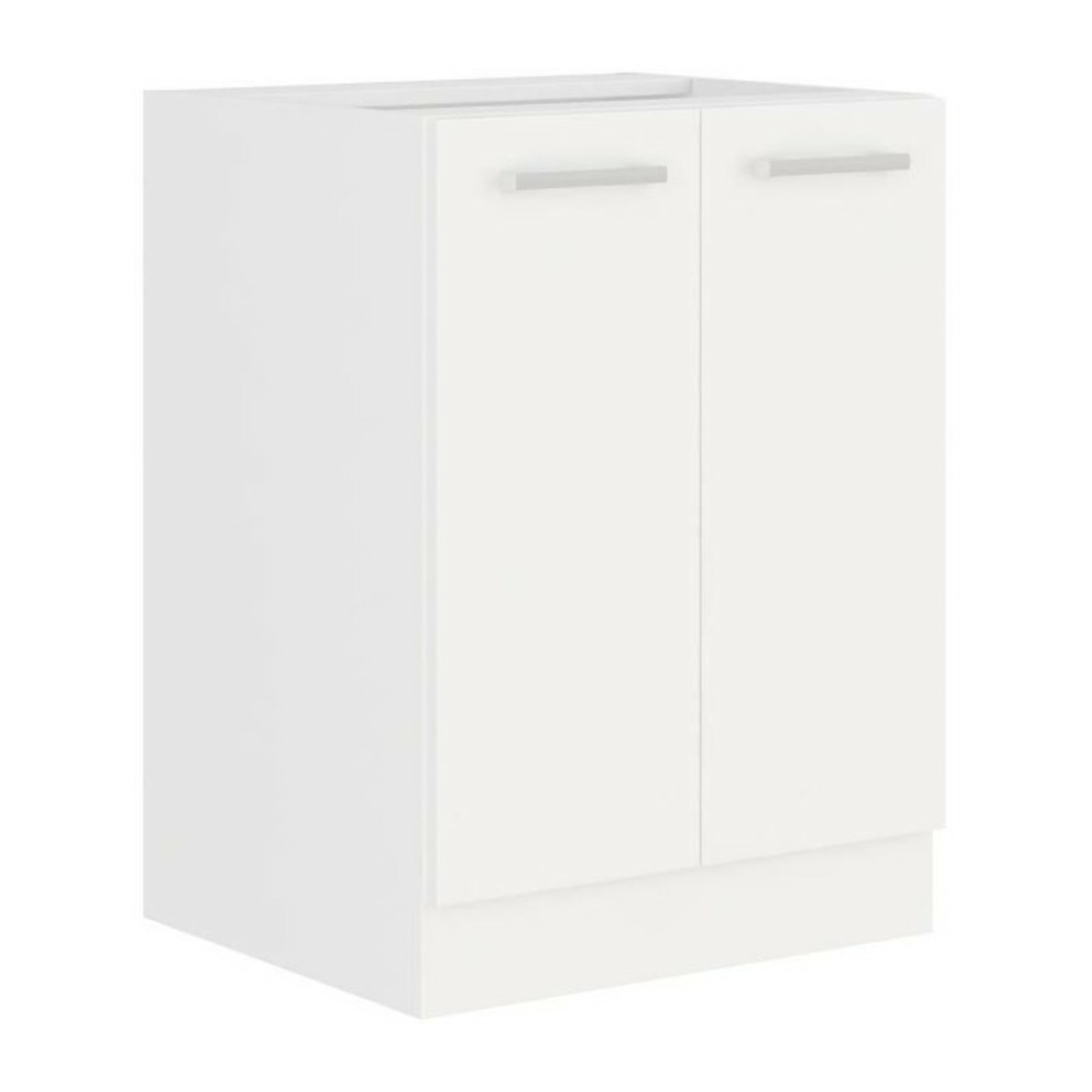 Atlas meuble bas 2 portes - décor blanc - l60cm - vendu sans plan de travail