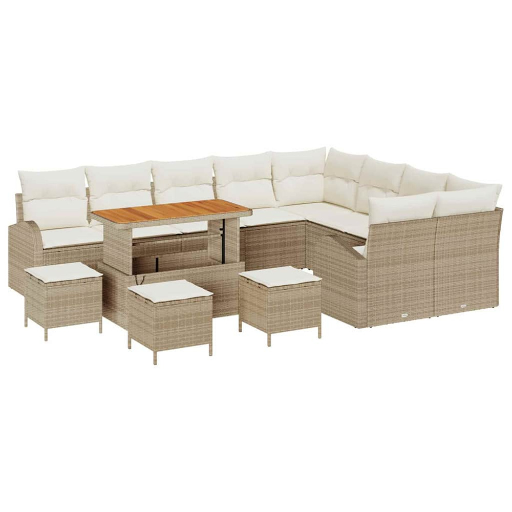 Ensemble de canapé de jardin avec coussin 13 pcs beige et crème