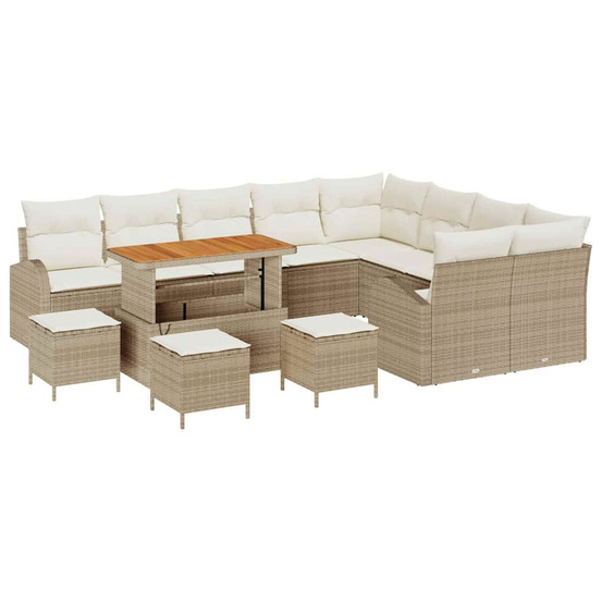 Ensemble de canapé de jardin avec coussin 13 pcs beige et crème