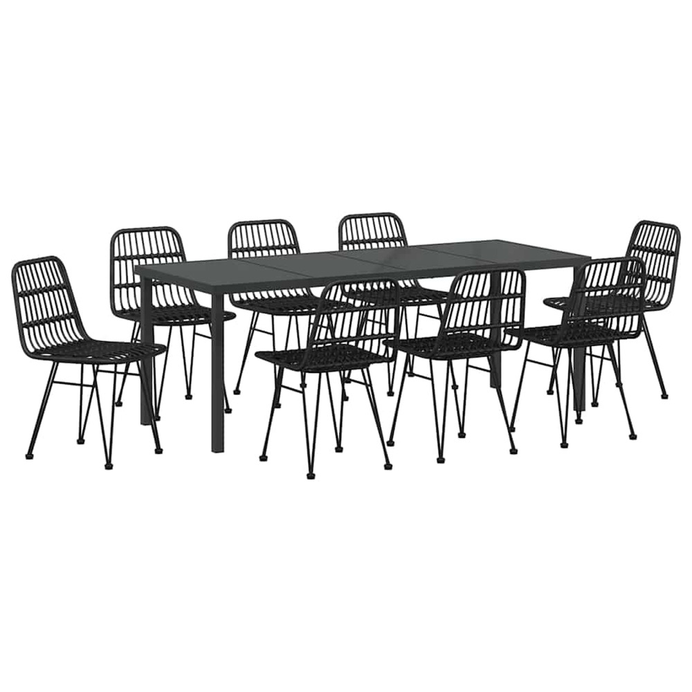 Ensemble de salle à manger pour jardin 9 pcs noir
