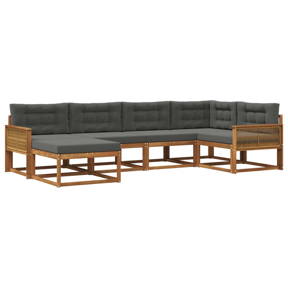 Ensemble de canapés d'extérieur 6 pc naturel et anthracite
