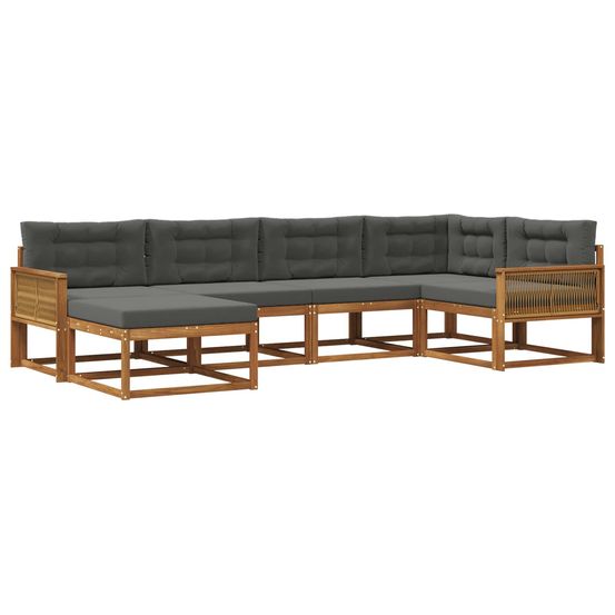 Ensemble de canapés d'extérieur 6 pc naturel et anthracite
